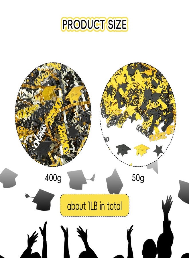 CIPOWM 16oz Graduation Crinkle Cut Paper Shred, 3 Colors Black Gold White Raffia Paper Shred Filler with Grad Cap Star Confetti Shred Paper for Gift Wrapping Craft DIY Gift Bag Box Filling Party Supply - Image 2